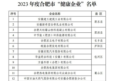 祝贺 | bc贷官方荣获合肥市“健康企业”称号！