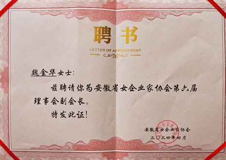 祝贺！bc贷总裁魏金华获安徽省女企业家协会第六届副会长荣誉